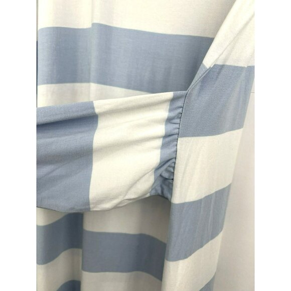 Lands End Women's‎ Maxi Dress M Blue White Stripe Wrap Belt Soft Stretch Beach - Picture 5 of 9